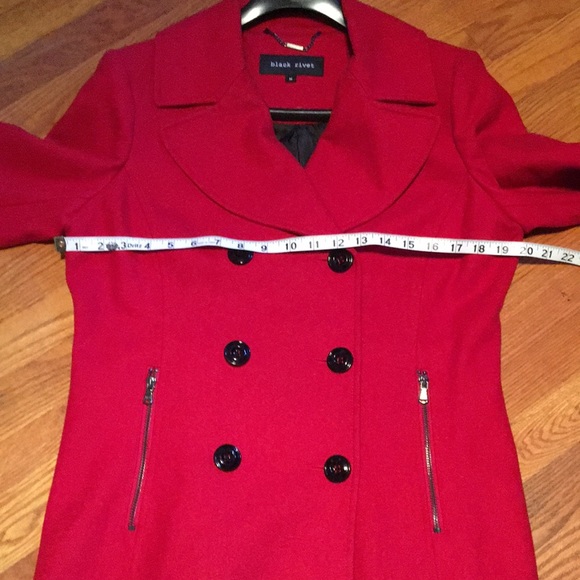 BRAND NEW Black Rivet Red Pea Coat, medium - Picture 9 of 11
